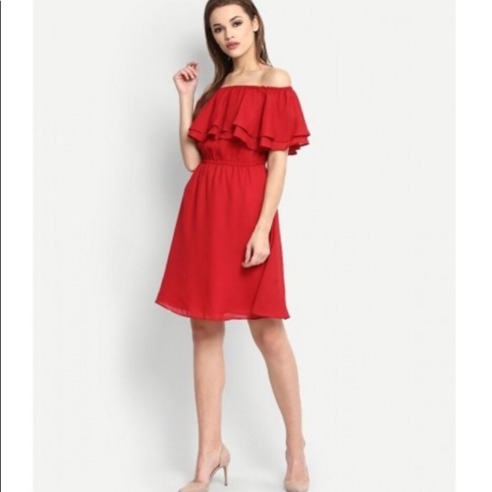 Red off shoulder dress (Please like only if interested to buy)